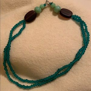 Red maroon and turquoise necklace